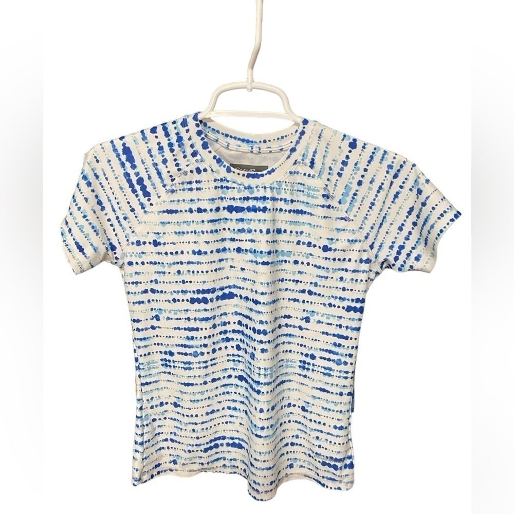 Eddie Bauer girls size L blue and white rash guard